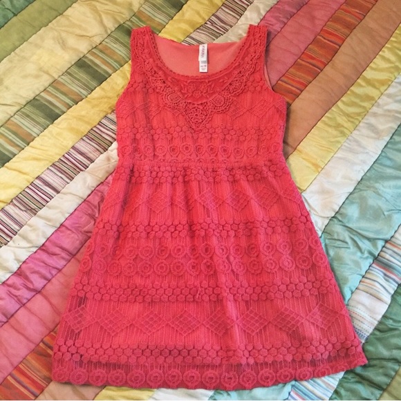 Xhilaration Girls Coral Pink Lace 